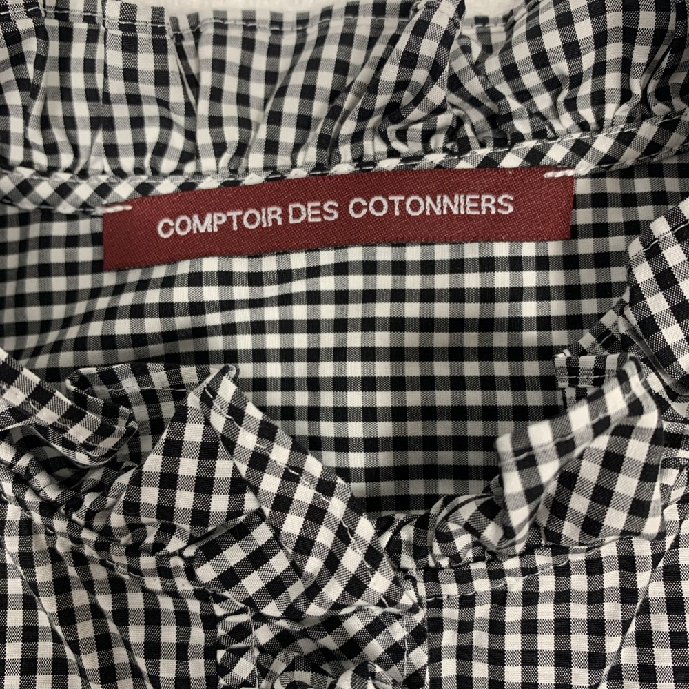 Comptoir Des Cotonniers Gingham Shirt Women’s Large Frill Collar Cotton - Picture 3 of 11